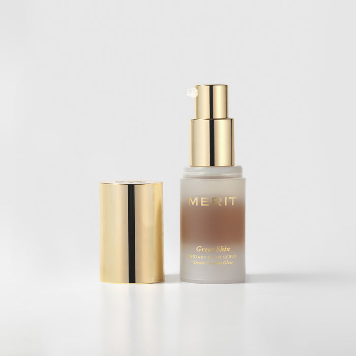 Mini-Size (15ml) || Bottle of Travel-Size Great Skin Instant Glow Serum against a white background.