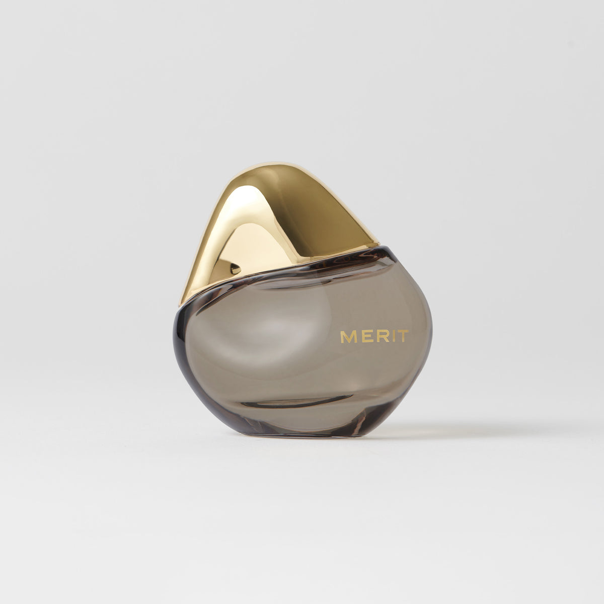 Master || Full-Size (30ml) Bottle of Retrospect perfume with a gold cap and MERIT written on the front