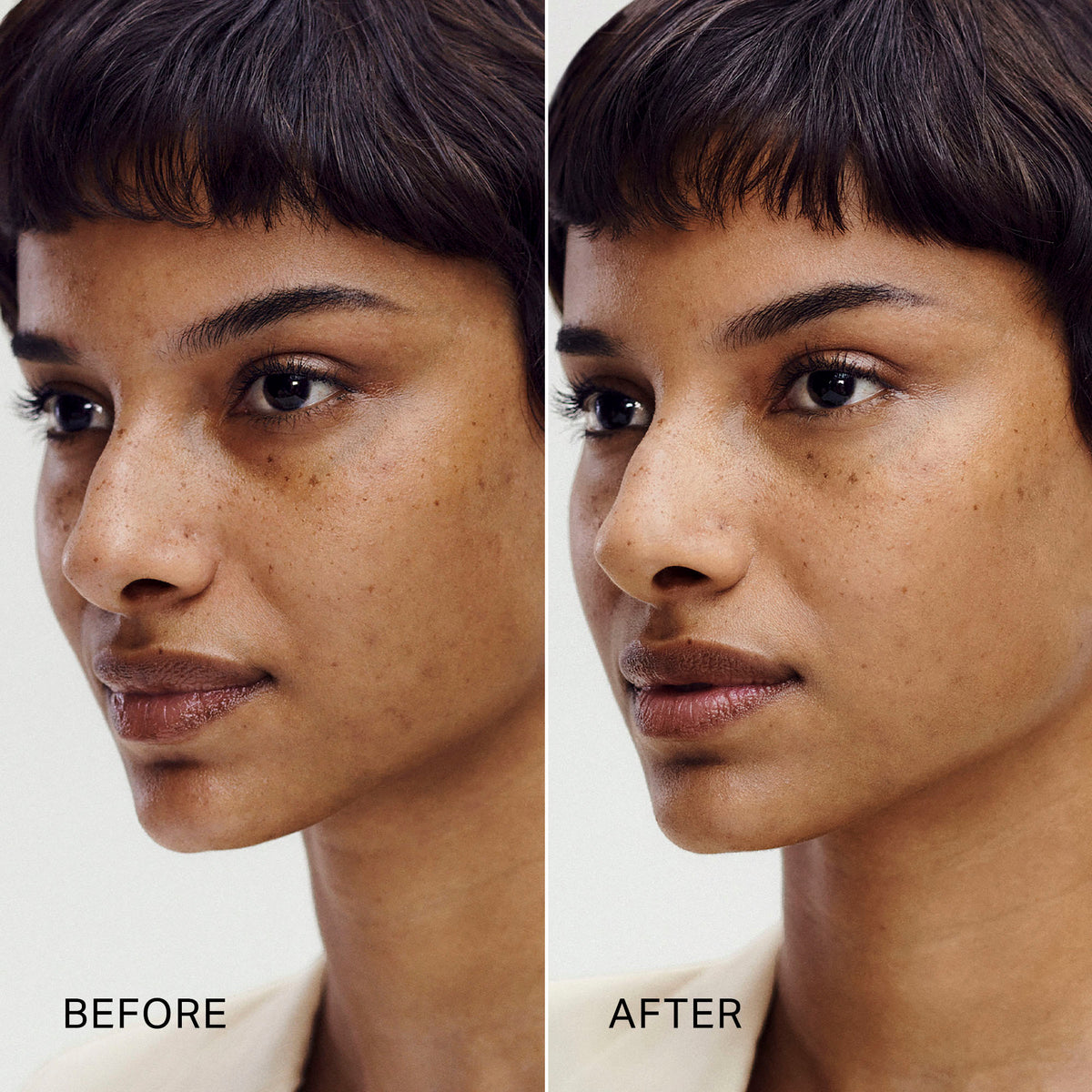 Master || Before, After on model wearing Burlwood.