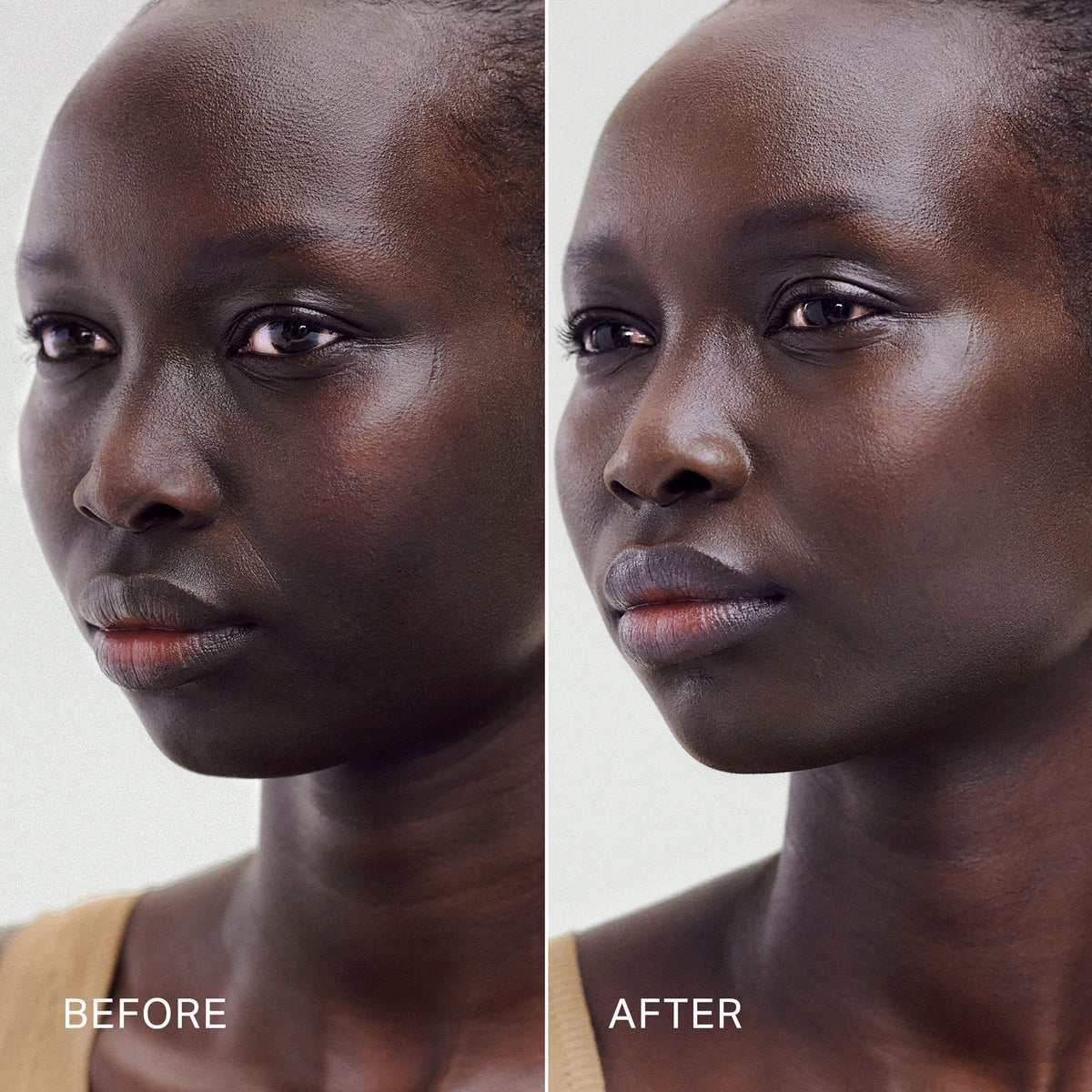 Master || Before, After of Bistre on model.